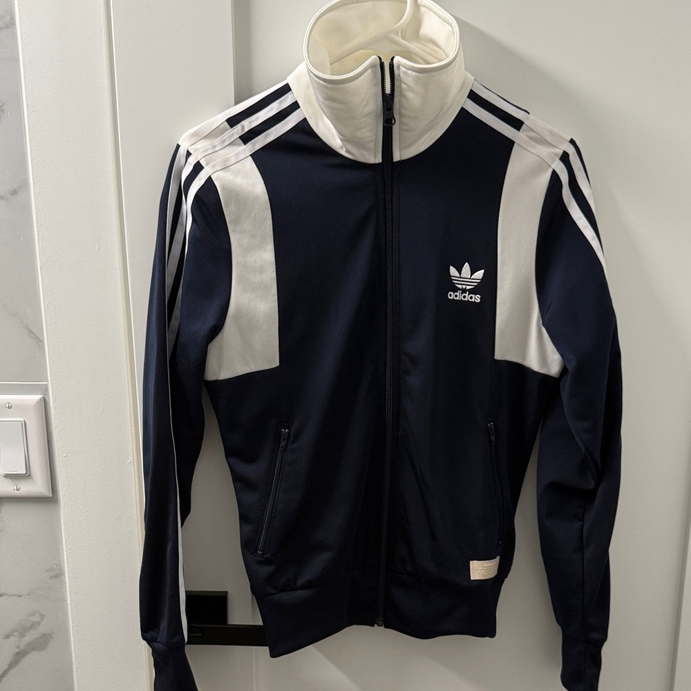 Adidas Navy and White Track Jacket